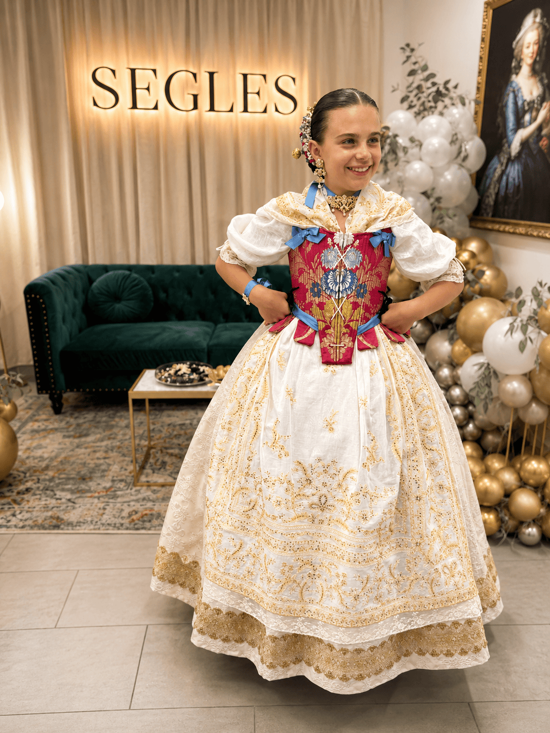 Marina García, Fallera Mayor Infantil de Valencia vestida por Segles Indumentaria 