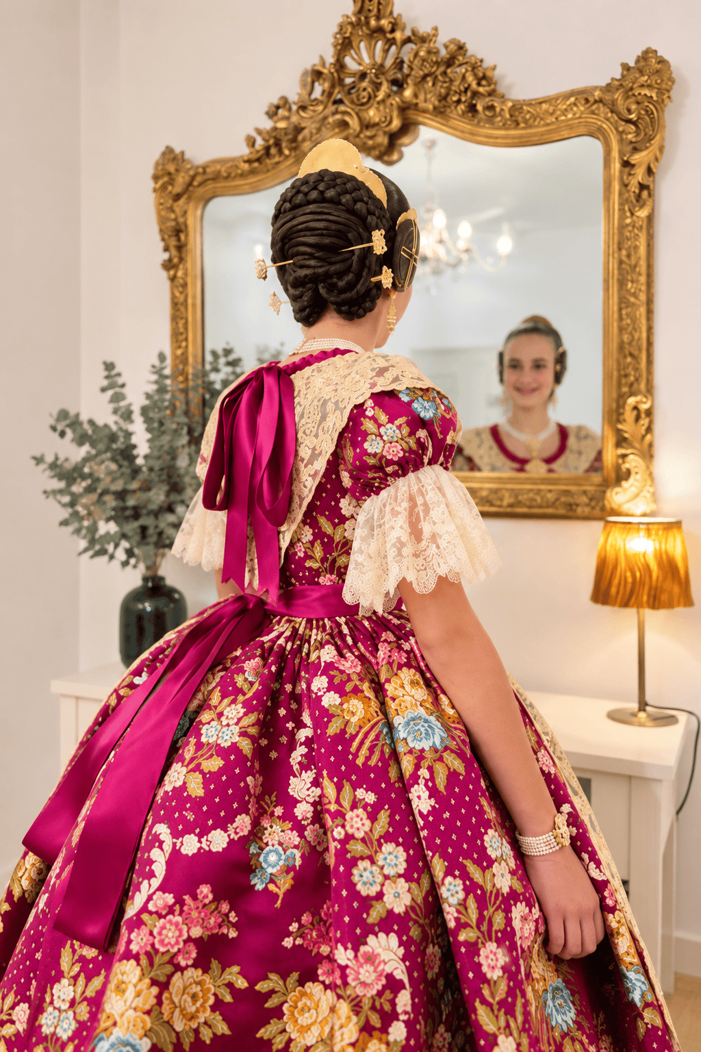 Nerea Lopez, FMI, vestida por Segles Indumentaria 
